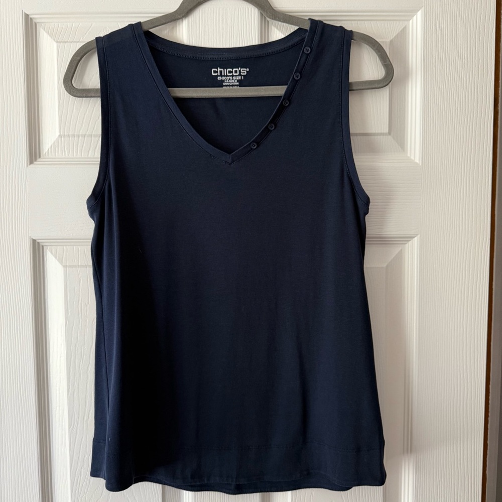Chico's Navy Blue V-Neck Tank Top - Picture 2 of 6